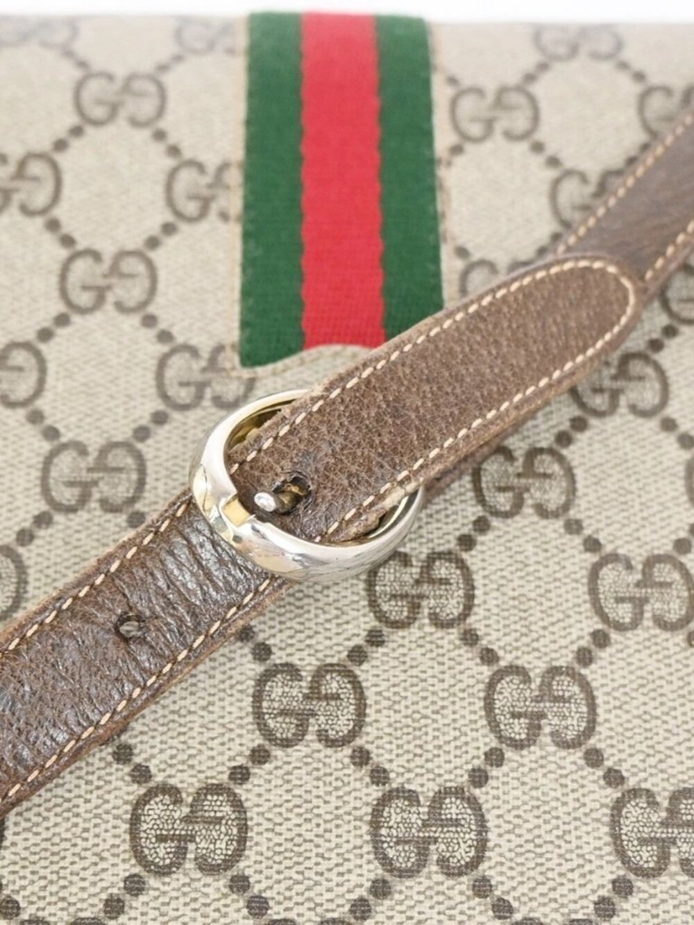GUCCI Logo GG Pattern Sherry Flap Shoulder Bag PVC Leather Brown GHW 67KC907 - Picture 7 of 16